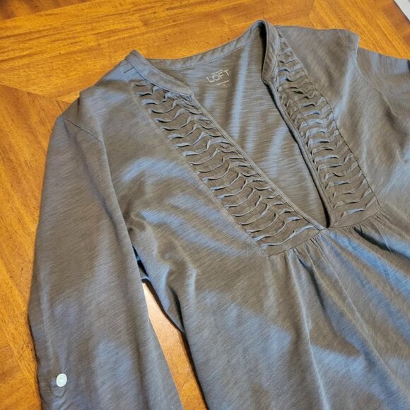 LOFT Olive Green Tunic with Roll Up Sleeves - Picture 3 of 10